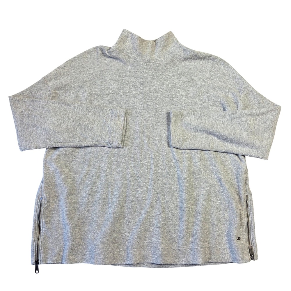 American Eagle Mock Neck Side Zip Sweater Womens M Light Gray Boho Preppy Casual - Picture 1 of 5